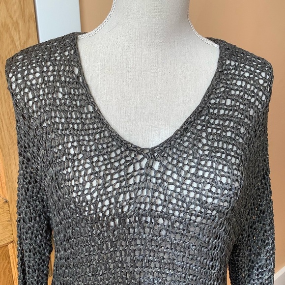 EILEEN FISHER Bronze Shimmer Knotted Open Twist Pullover Size M - Picture 6 of 14